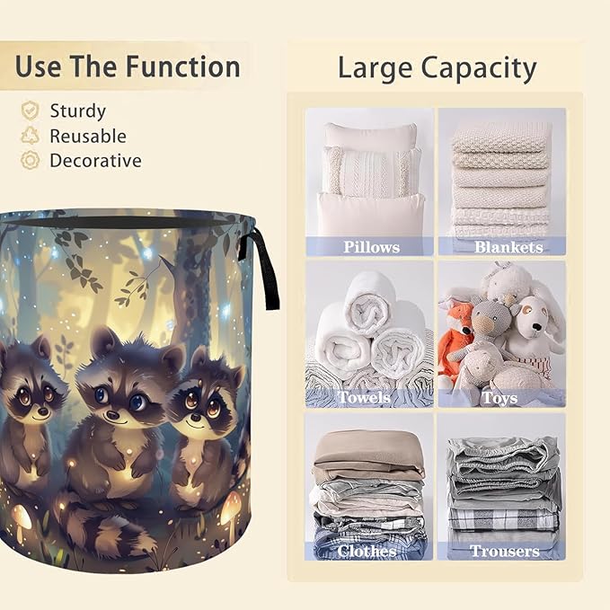 Guinea Pig Laundry Basket Hamper for Boys Girls Kids Adults, Foldable Waterproof Oxford Clothes Storage Bin, Cute Pet Organizer for Bedroom Bathroom Room Decor 19.7"x15.8"