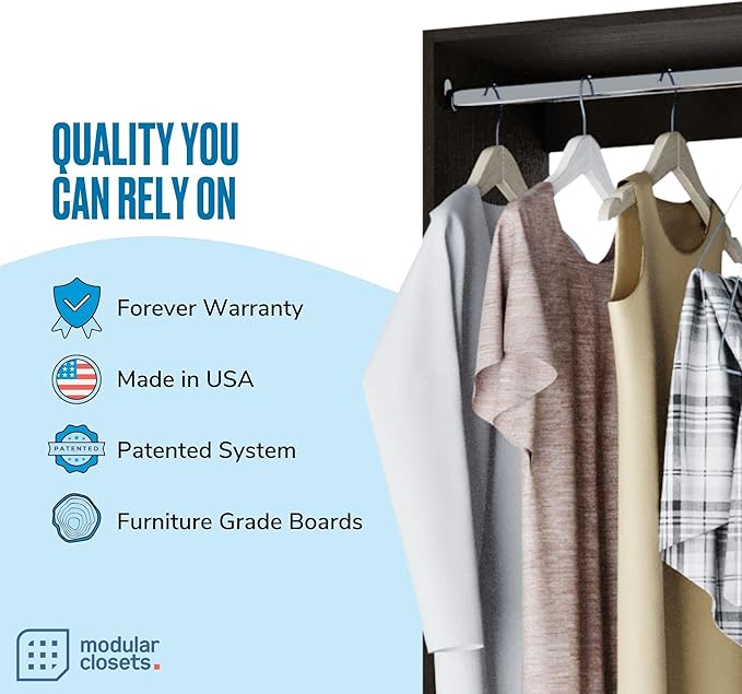 Modular Closets Vista Collection Double Hanging Wood Closet Organizer Unit (Grey, 34.5" Wide)