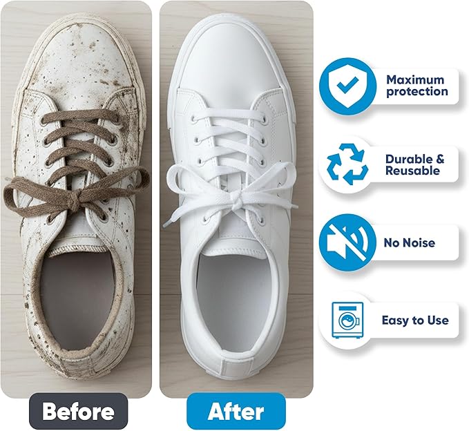 Shoe Washing Machine Bag for Cleaning, 2 Pack 360°Protect Sneaker Laundry Bag for Shoes Reusable Durable Fibers Adjustable Washer Bag with Zipper for Tennis Gym Sneakers Shoe Dryer (White)
