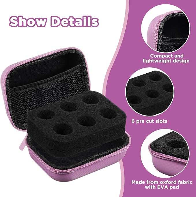 Teenyyou 6 Slots Insulin Peptide Fridge Carrying Case Vial Holder Storage Protector Bag, Fits Standard 10ml Vials, Insulin Cooler Travel Kits Case Organizer Diabetes Protector(Purple)