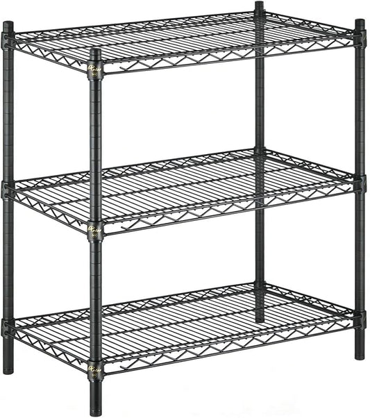 APLSS 18" D x 30" W x 34" H Black Heavy Duty Wire Shelving with 3 Tier Shelves, NSF Certified, Height Adjustable, Wet&Dry Environments, for Kitchen Garage Walk-in Cooler&Freezer, 800lbs Capacity