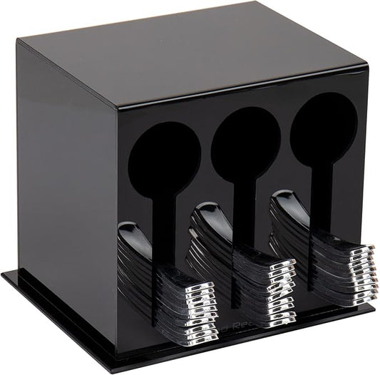 Mind Reader Utensil Dispenser, Silverware Organizer, Plastic Fork and Spoon Dispenser, Kitchen, Black