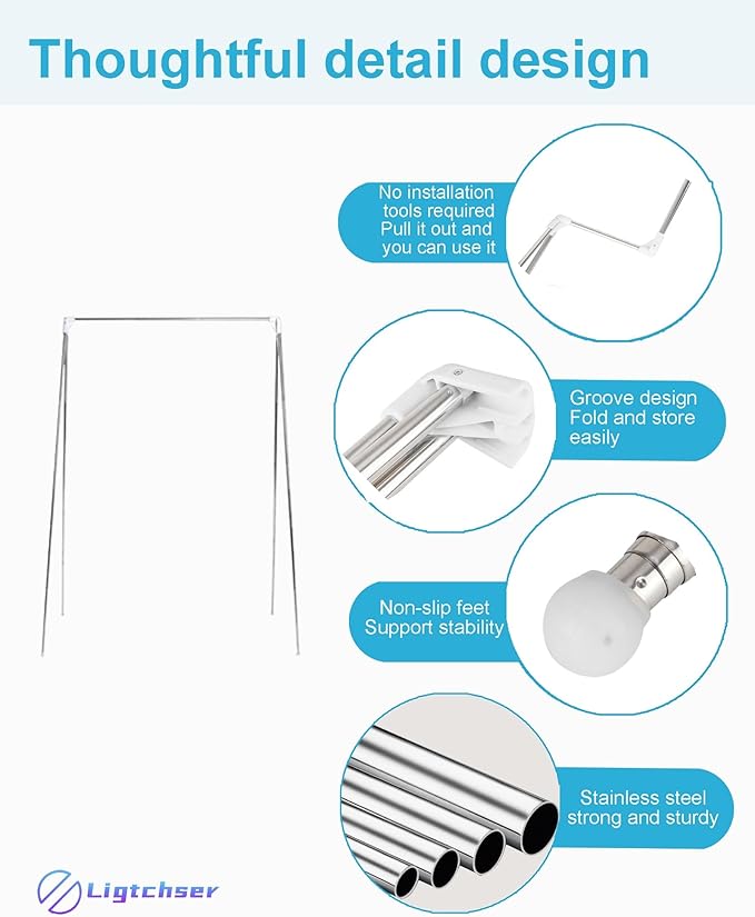 Ligtchser Portable Travel Garment Rack,Folding Clothes Rack for Dance,Travel,Camping, Drying,RV, Indoor,Outdoor. A Collapsible Mini Clothing Rack