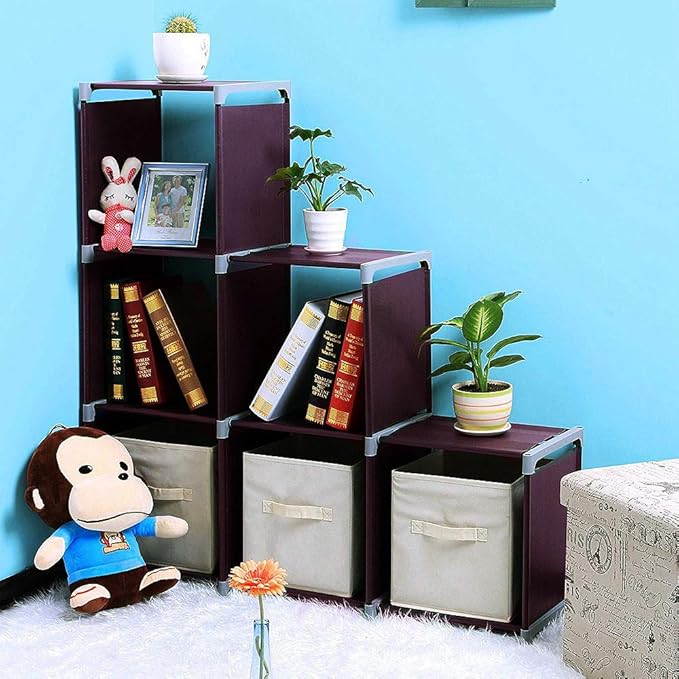 Storage Cubes Organizer,Decorative 9-Cubes Modular Cabinet,DIY Stackable Shelves Multifunctional Modular Bookcase Closet Cabinet for Bedroom, Living Room, Office (3 Tier 6 Cube)