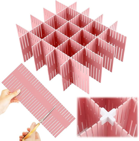 Blosssound 15 Pcs 5.12 Tall Drawer Divider Adjustable Drawer Organizer DIY Ultra Deep Storage Organizer Separator with Fixed Buckle for Underwear Socks Dormitory Office Kitchen Bedroom(Pink)