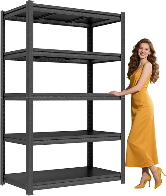 PRESTELION 78" H Garage Shelving 3500LBS Metal Storage Shelves 5-Tier Heavy Duty Shelf Adjustable Garage Shelving Units for Basement, Commercial, Warehouse, Industrial, Black