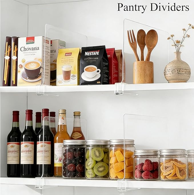 Acrylic Shelf Dividers for Closet Organization: Clear Handbag Purse Organizer for Closet - Shelf Separators for Sweater Sweatshirt Clothes Towel in Home Kitchen, 2Pack