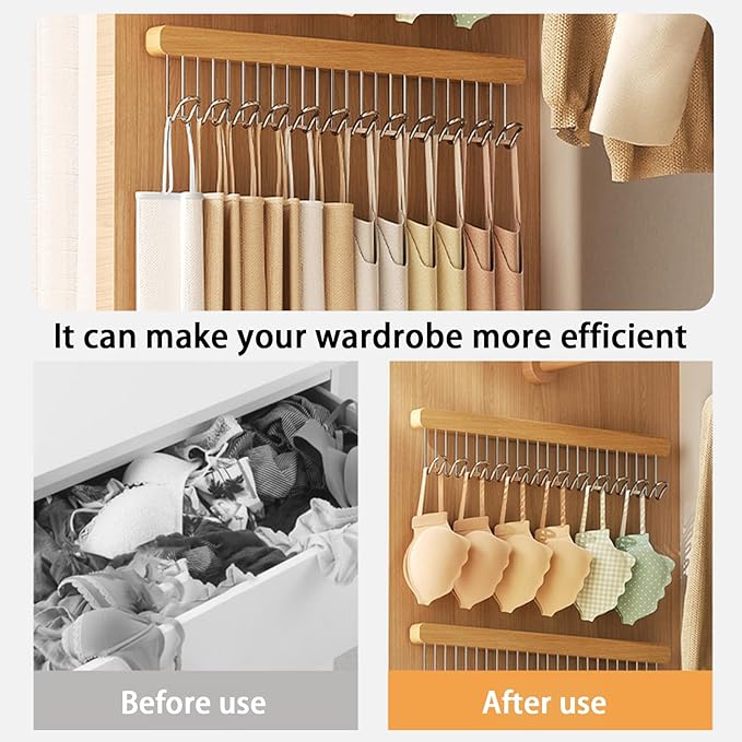 16.2 inch valet rods for closets, extendable and pull-out wardrobe pole for hanging clothes, wardrobe pole with metal hooks, closet valet rod slide out(Left hook)