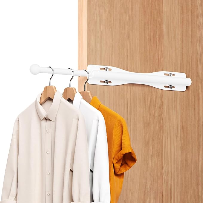 12" Valet Rod For Closet Pull Out Slide Out Adjustable Heavy Duty Valet Rod For Closet, Laundry Room, Bedroom, Bathroom(White 2PACK)