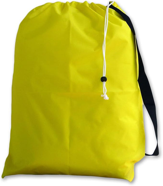 Carry Strap Laundry Bag, Drawstring, Closure, Grommets, Color: Yellow, Medium Size: 24x36