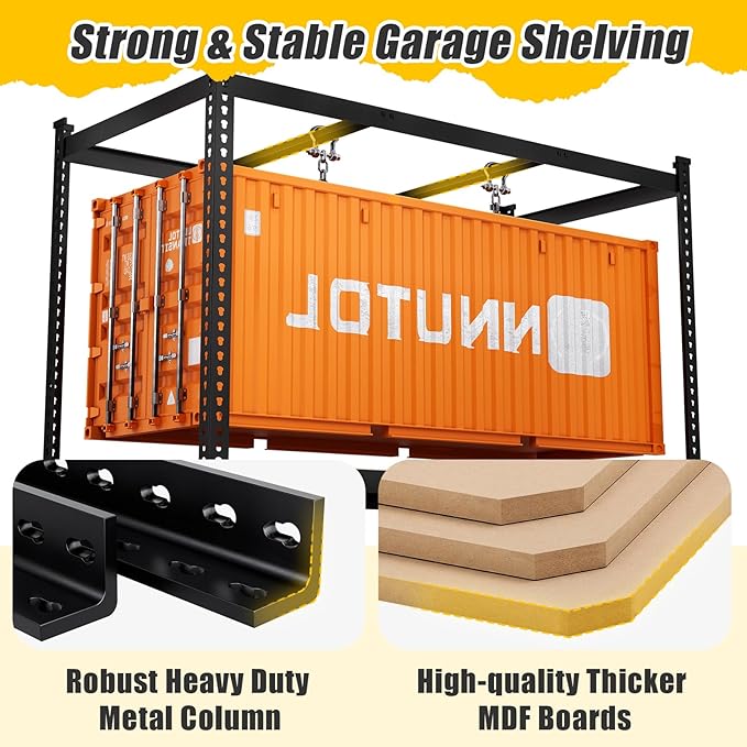48" W x 24" D x 72" H Garage Shelving Heavy Duty: 5 Tier Metal Storage Shelves - Adjustable Shelving Unit, Utility Rack Shelf for Pantry, Warehouse, Office, Kitchen, Black, 4PCS