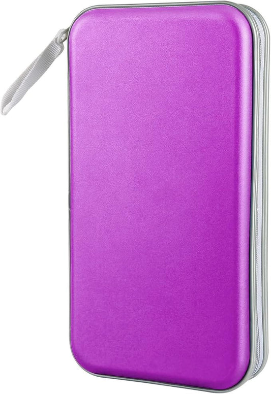 CD Case, Siveit DVD Case Holder 96 Capacity Hard Plastic CD DVD Disc Cases Storage Binder Wallet for Car Home Office Travel (Purple)