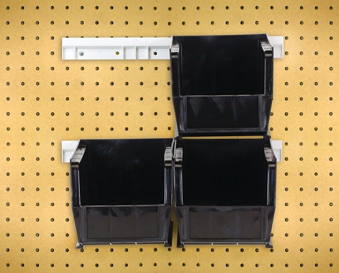Quantum Storage QUS230 Heavy-Duty Stackable Plastic Storage Bins for Workshop, Warehouse & Garage, Ultra Stack & Hang, 10-7/8" x 5-1/2" x 5", Black, 12-Pack