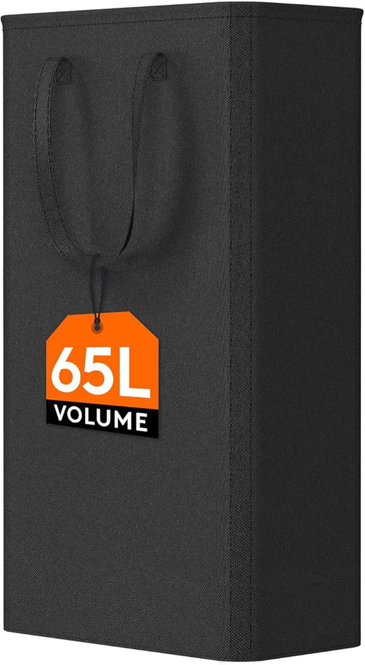 Lifewit 65L Slim Laundry Hamper, Narrow Small Laundry Basket with Handle for Dirty Clothes, Collapsible Tall Thin Laundry Bin for Bathroom Bedroom Dorm College, Black