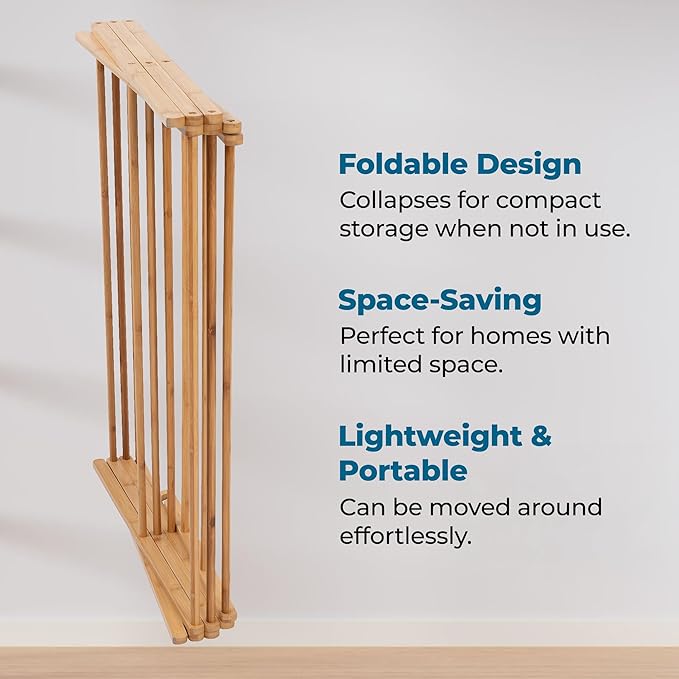 Honey-Can-Do Collapsible Bamboo Drying Rack – Sturdy & Foldable Laundry Drying Rack, Space-Saving & Portable Clothes Rack for Air-Drying Clothes, Towels, Blankets & Delicates, Indoor & Outdoor Use.