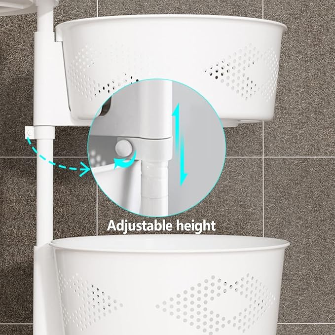4 Tier Rotating Kitchen Storage Basket Rack Storage Shelf Cart Fruit Vegetable Organizer with Casters Rolling Multi-Layer Round Bin Storage Space Saver for Home Household Grocery