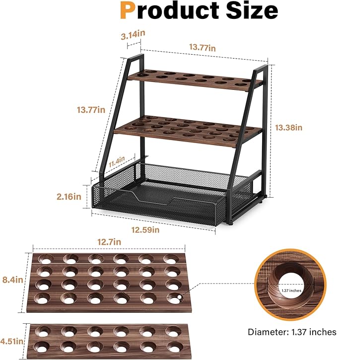 3-Tier Wooden Fresh Egg Holder Countertop With Basket for 36+90 Eggs, Storage for Countertop with Carry Handle for Gathering 150+ Fresh Eggs