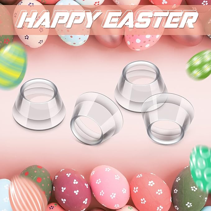 Yookeer 10 Pieces Round Cone Easter Eggs Display Holder Decorative Golf Ball Display Stands Baseball Sphere Cups Reversible Transparent Invisible Holder for Family, Easter Party, Show Your Eggs