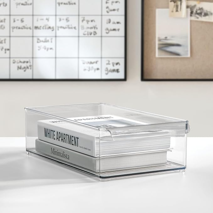 iDesign Stackable Fridge Storage Bin with Front Handle - Clear - Made in USA