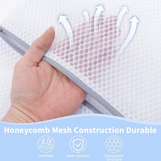 Laundry Bags Mesh Wash Bags with Strong Zipper, Upgraded Honeycomb and Fine Mesh Design Delicate Laundry Bag for College,Dorm,Storage(12X16IN, 48PCS)