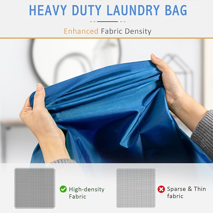 Isink Extra Large Laundry Bag With Handles, Heavy Duty, Travel Laundry Bag for Dirty Clothes, 28" x 40" (Blue)