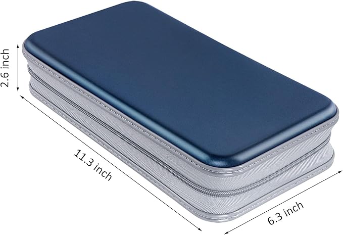 Siveit CD Case, DVD Case Holder 96 Capacity Hard Plastic CD DVD Disc Cases Storage Binder Wallet for Car Home Office Travel (Dark Blue)