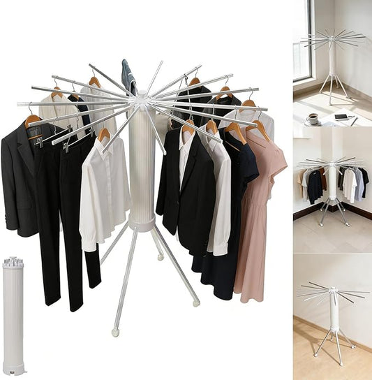 Clothes Drying Rack Foldable, Clothes Drying Rack Drying with wheels with 16 Arms Laundry Drying Rack Saving Collapsible Hanger Tripod Clothes Drying Rack Rack Clothing Balcony Bedroom Apartment