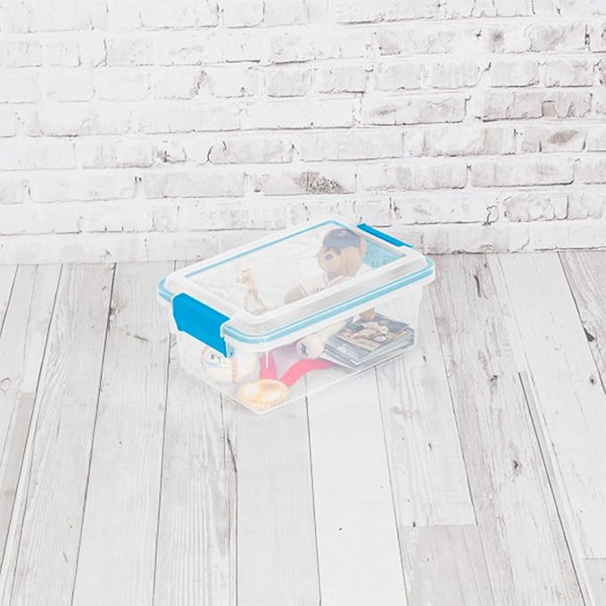 Sterilite Gasket Box, Stackable Storage Bin with Latching Lid, 7.5 Quart, 6 Pack