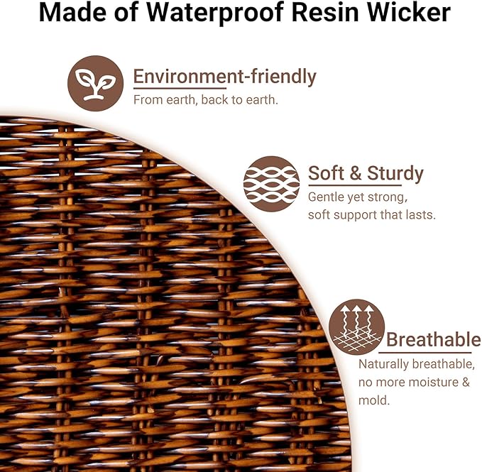 Pantry Organizers, Handwoven Large Wicker Baskets for Shelves, Labeled Storage Baskets for Organizing with Handles - Waterproof Plastic Storage Bins, Boho Decorative, 3Pack, Brown