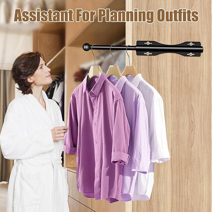 12" Valet Rod For Closet Pull Out Slide Out Adjustable Heavy Duty Valet Rod For Closet, Laundry Room, Bedroom, Bathroom(Black 2PACK)