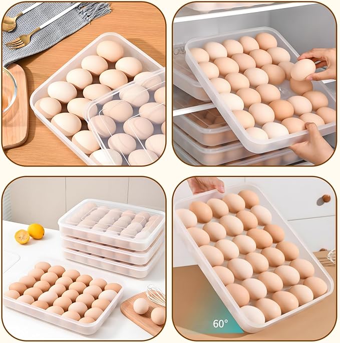 3 Pack Deviled Egg Containers with Lid, 90 Slot Easter Plastic Egg Holder for Refrigerator, Clear Storage Egg Carrier Tray Stackable Egg Dispense for Party, Travel, Camping