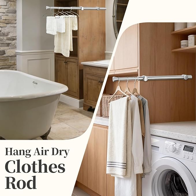 1Pcs Valet Rod for Closet Pull Out, Adjustable Heavy Duty Closet Valet Rod, Metal Stainless Steel Closet Rods for Hanging Clothes, Scarf, Pants, Silver