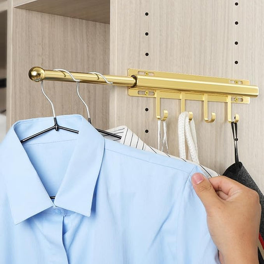 BaiNong 12 inch Valet Rod for Closet Pull Out Closet Valet Rod Slide Out Gold Valet Rods for Closets Telescopic Closet Rod