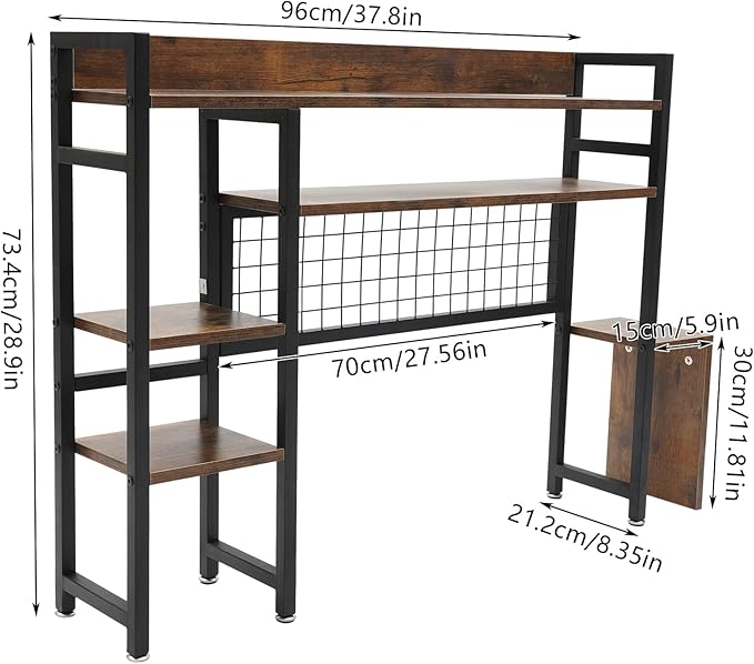 Desktop Bookshelf, 37.4" Desktop Organizer Shelf Black Desk Hutch for Computer Desk 2 Tier Desk Shelf Multifunctional Freestanding Storage Rack Display Shelf for Home Office