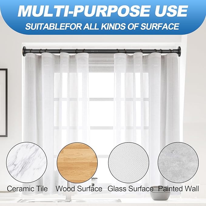 CorkLatta Black Shower Curtain Rod 31 to 104 Inch,1 Inch Diameter Adjustable Spring Tension Curtain Rod No Drilling Stainless Steel Telescoping Rod,No Rust