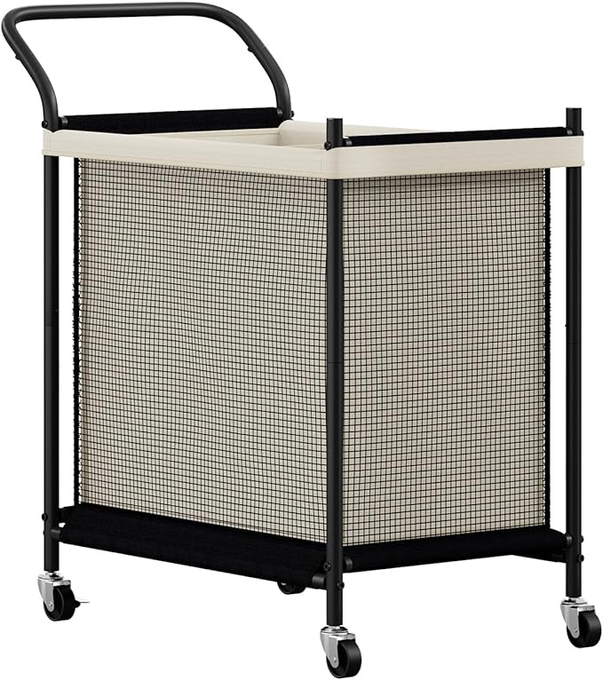 Laundry Hamper with Wheels,Laundry Basket with Removable and Washable Liner Bag, Metal-frame Laundry Cart with Handle for Bedroom, Bathroom, Dorm Room, Laundry Room (120L)