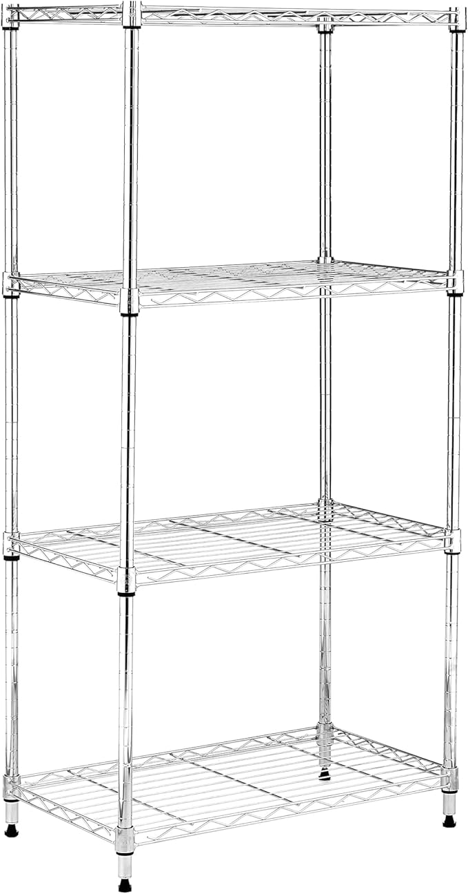 5-Tier Heavy Duty Adjustable Shelves, Metal Storage Rack with 250-lb Shelf Capacity, Chrome, 14" W x 24" L x 59" H