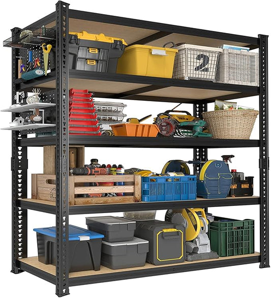 40''W Garage Storage Shelves, Storage Racks Shelving Units, Storage Shelves Heavy Duty, Adjustable Metal Shelves with 2 Pegboards for Basement, Warehouse, Pantry, Closet, Kitchen, 2200 LBS
