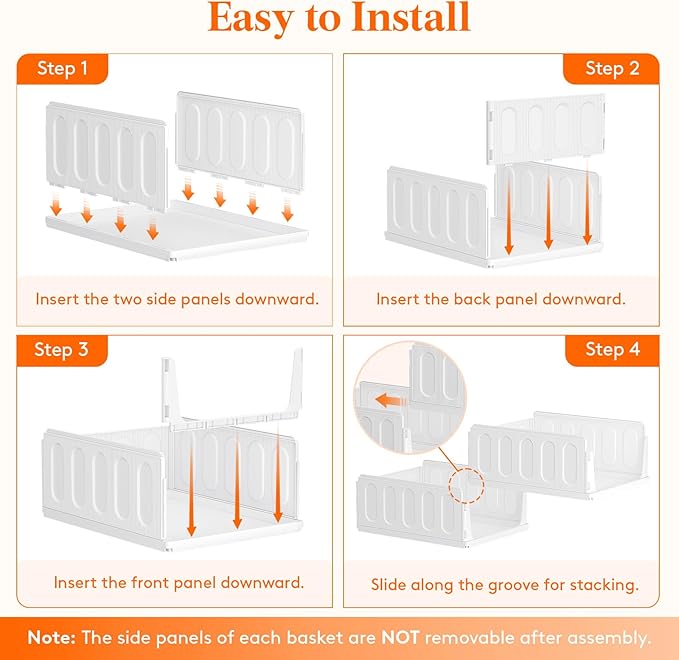Lifewit 12 Pack Stackable Closet Organizers and Storage Basket for Clothes, Plastic Sweater Storage Bins for Wardrobe, Multifunctional Pants Organizer for RV, Pantry, Kitchen, Dorm, 32 cm/12.6 inch(L)