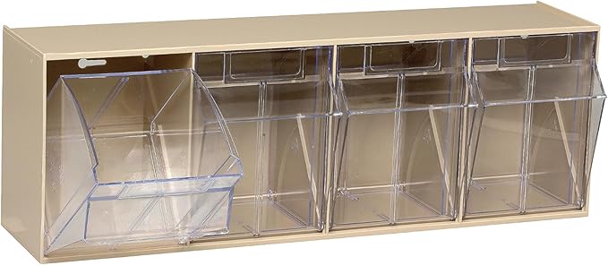 Quantum Storage Systems QTB304IV 4 Drawers Tip Out Cabinet Part Organizer Ivory 9" H x 24" W x 7" D