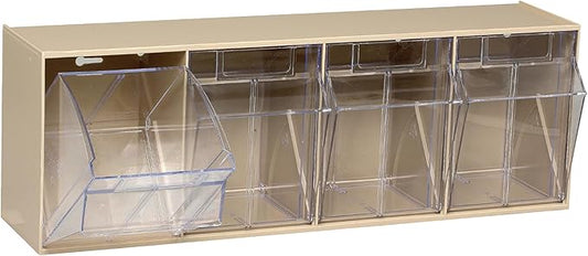 Quantum Storage Systems QTB304IV 4 Drawers Tip Out Cabinet Part Organizer Ivory 9" H x 24" W x 7" D