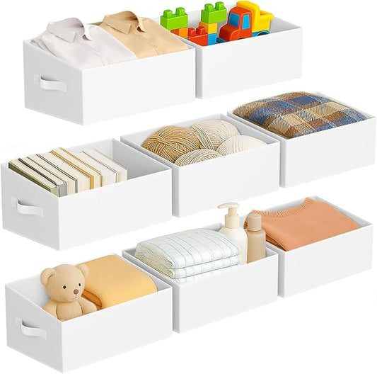DIMJ Closet Storage Bins 8 Pack - Fabric Storage Baskets for Shelves, Large Clothes Organizers with Handles, Trapezoid Shelf Organization Storage Cubes for Purse, Toys, Books, Towel, Clothes
