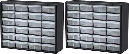 Akro-Mils 24-Drawer Plastic Storage Cabinet | 20" W x 6" D x 16" H | Black | Model 10124 | Garage Organization
