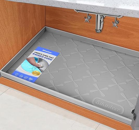 SIKADEER 25" x 19" Under Sink Mat Waterproof, Silicone Mat Kitchen Drawer Shelf and Cabinet Liner, Sink Protector for Kitchen Organizers and Storage, Boot Tray Pet Food Mats