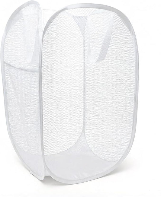 Pop up hamper, the upgraded laundry basket with breathable side pocket mesh. Ideal for room, apartment, dormitory, travel, business trip & kids storage(1,white)