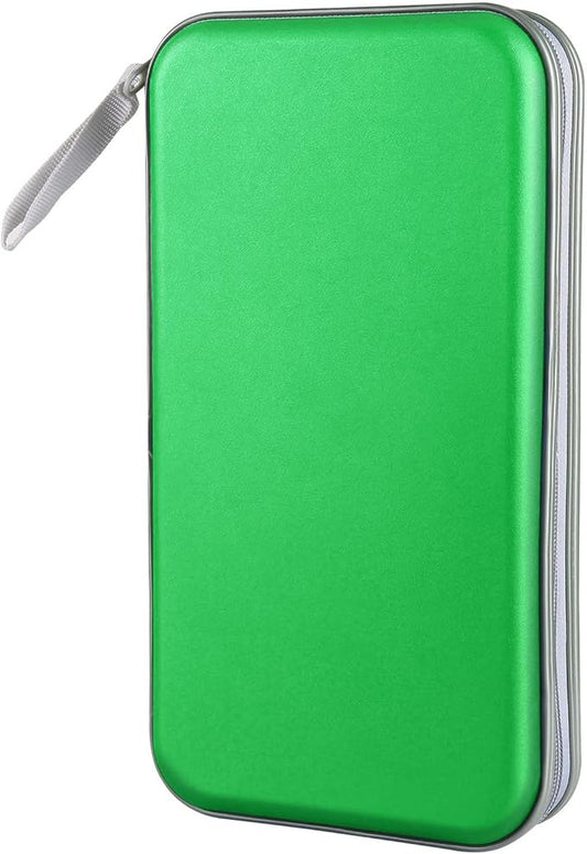 CD Case, Siveit DVD Case Holder 96 Capacity Hard Plastic CD DVD Disc Cases Storage Binder Wallet for Car Home Office Travel (Green)