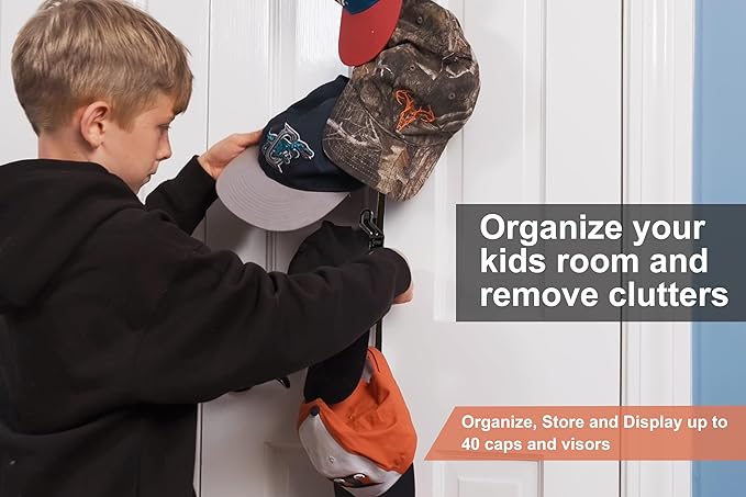 Perfect Curve Cap Rack For Closet - Holds 18 to 36 Adjustable Caps - Over-The-Door Hat Rack and Organizer - For Men or Women's Hat Collections - Cap Organizer | 2 Straps | Black