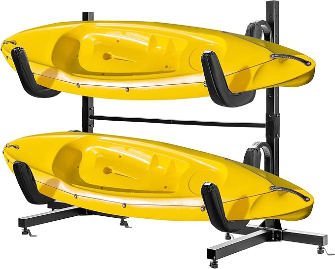 VIVOHOME Kayak Storage Rack, Adjustable Freestanding Dual Stand for Kayaks, SUP Boards, Canoes & Paddle Boards, Heavy Duty, Supports up to 175 lbs