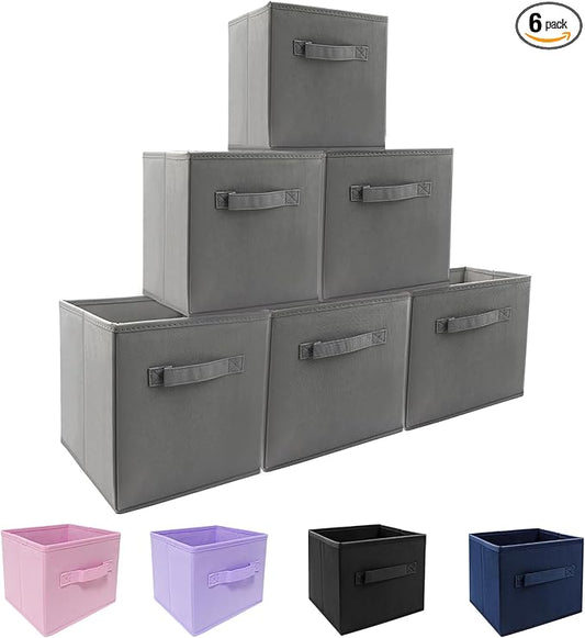 EBIGIC storage bins collapsible storage bins,cube storage organizer (Pack of 6) 9*7.5*7.5inch,For home and office Collapsible Closet Shelf Organizers, Drawer Organizers (Grey)