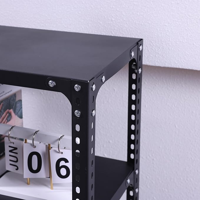 2 Layer Metal Storage Rack, Heavy Duty Adjustable Metal Rack Unit, Suitable for Garage Racks in Basements, Warehouses, and Storage Rooms, 23.6" H X 23.6" W X 11.8" D, Black